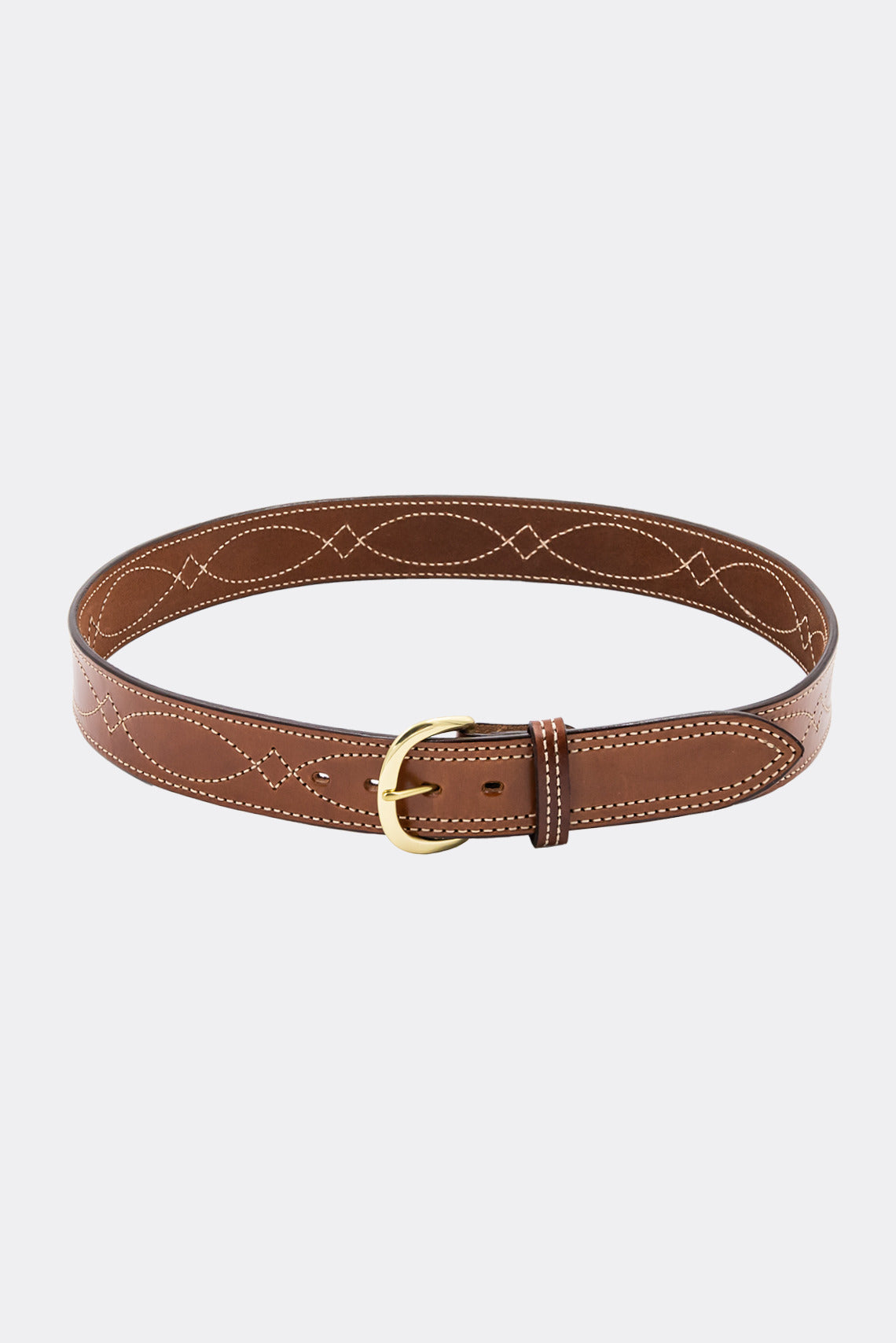 Handmade Double Stitched Leather Belt in Waxed Tan with White Stitching  (order one size larger than the waist) - Spencer's Western World